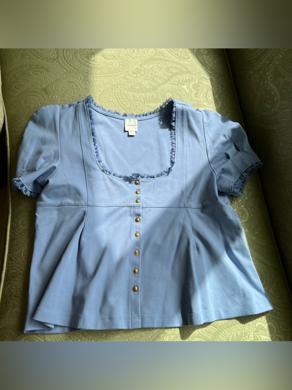 Anthropologie Maeve Puff-Sleeve Babydoll Top Size XL - Picture 11 of 11